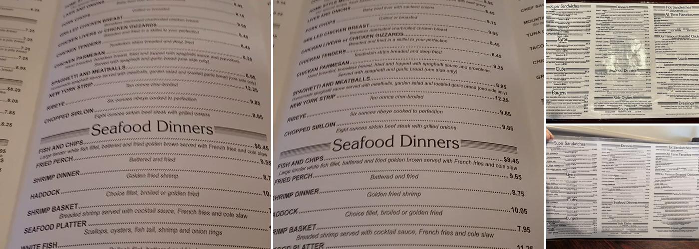 Todds Mountain View Restaurant Menu