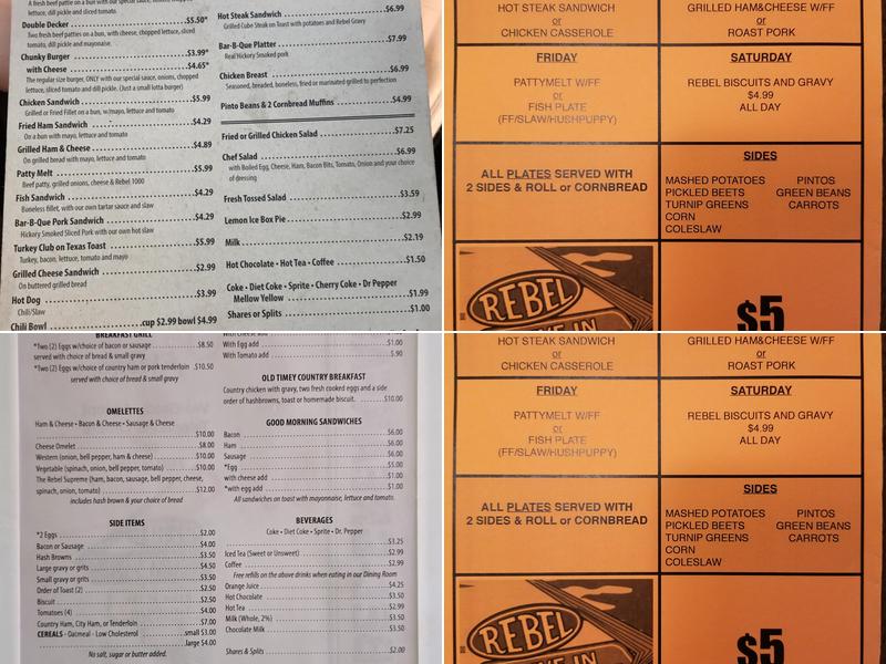 Rebel Drive-In Restaurant Menu