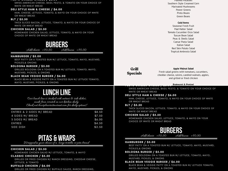 Hour Place Menu