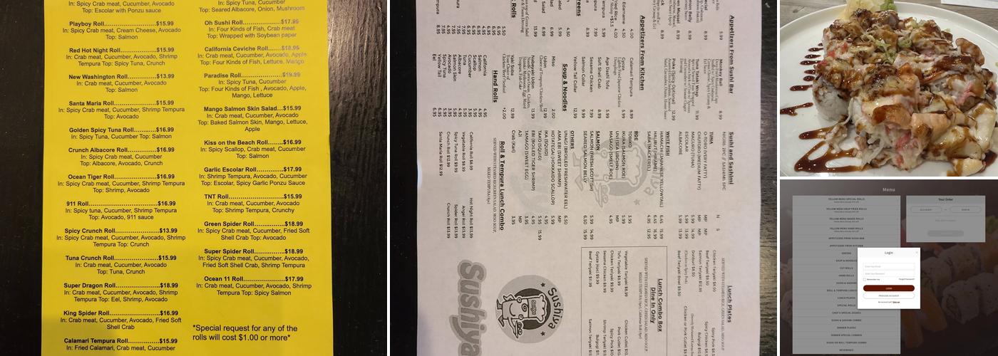 Sushiya Menu