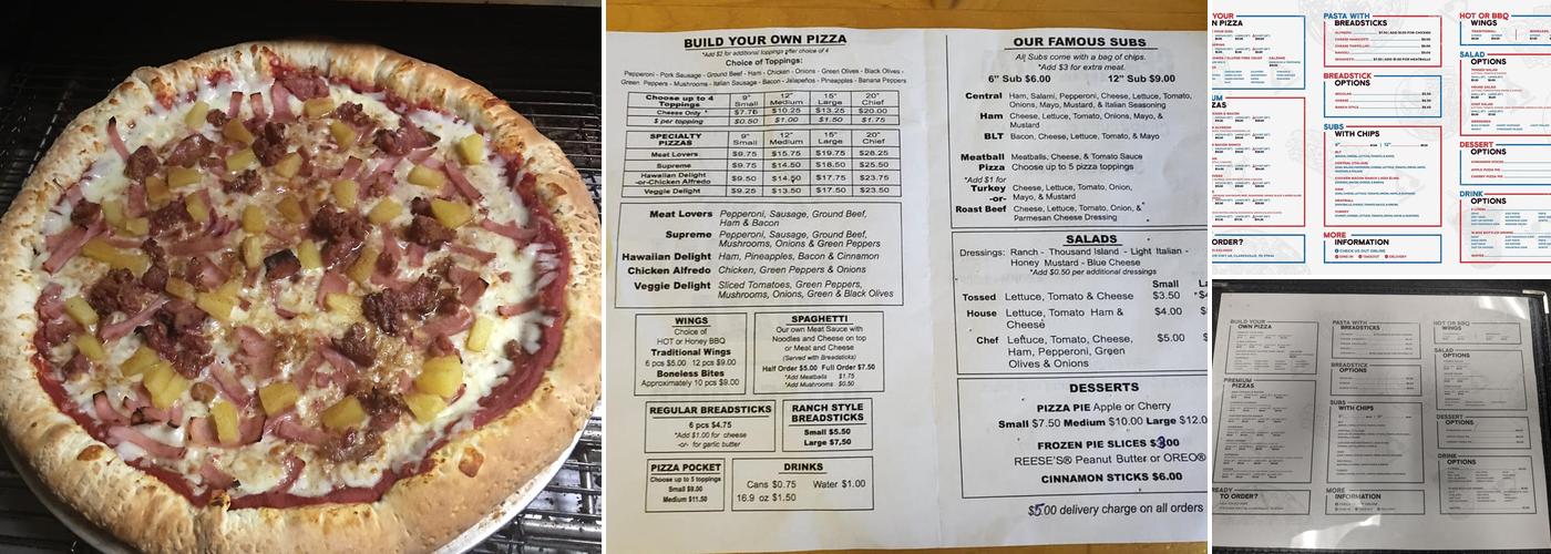 Central Pizza Menu