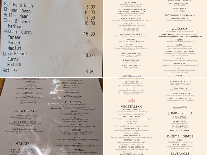 Tandoor Indian Bistro Menu