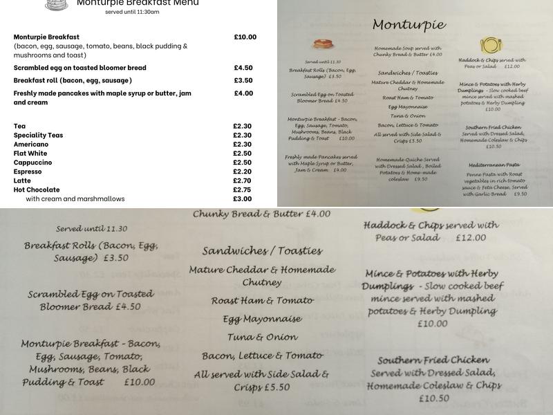 Monturpie Restaurant Menu