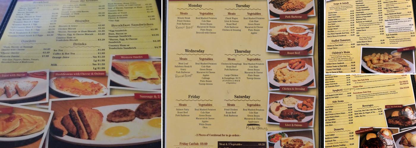 Moss' Southern Cooking Menu