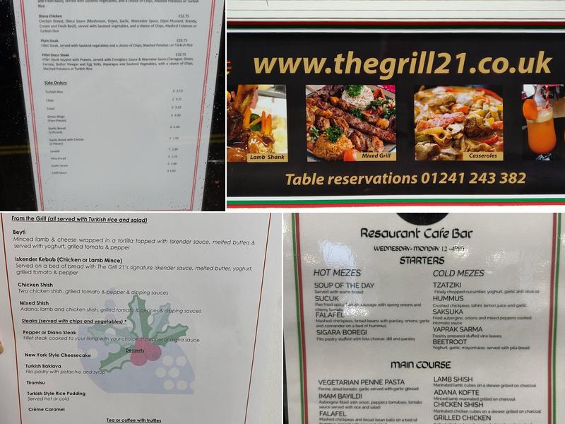 The Grill21 Restaurant Menu