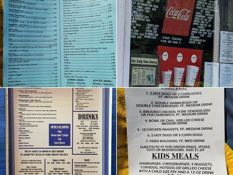 Karin's Kustard & Hamburgers Menu