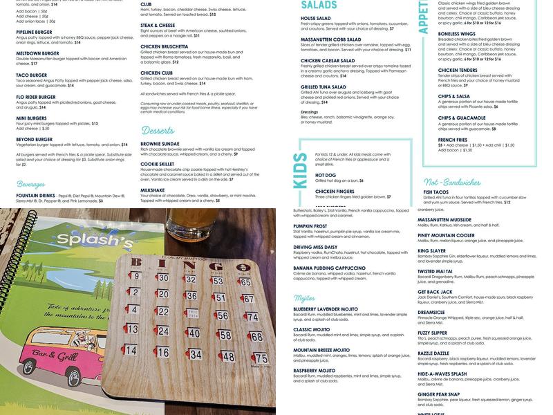 Splash's Bar & Grill Menu