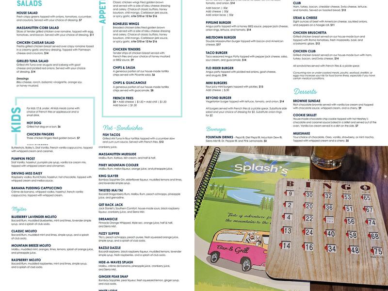 Splash's Bar & Grill Menu