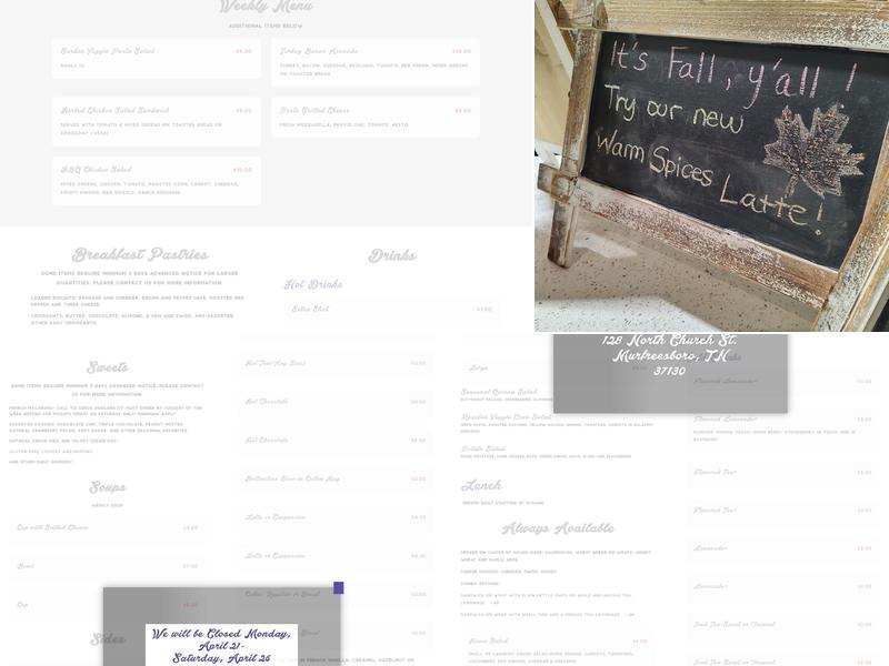 Simply Pure Sweets Menu