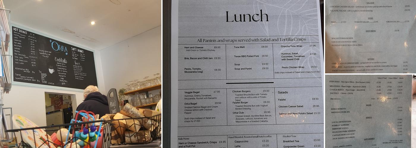 Orka Artisan Cafe & Bistro Ballater Menu