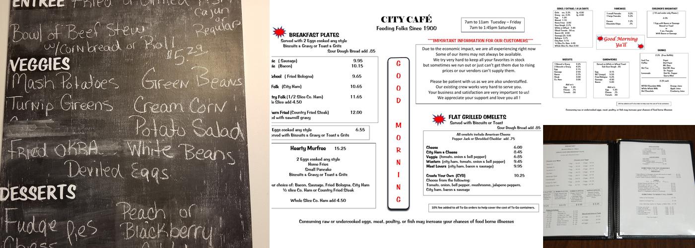 City Cafe Menu