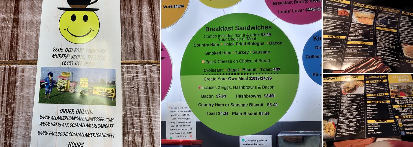 All American Cafe Menu