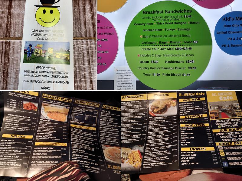 All American Cafe Menu