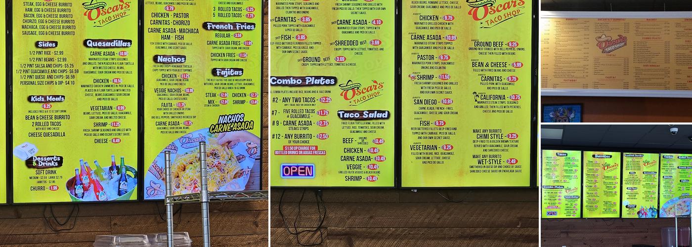 Oscar's Taco Shop Menu