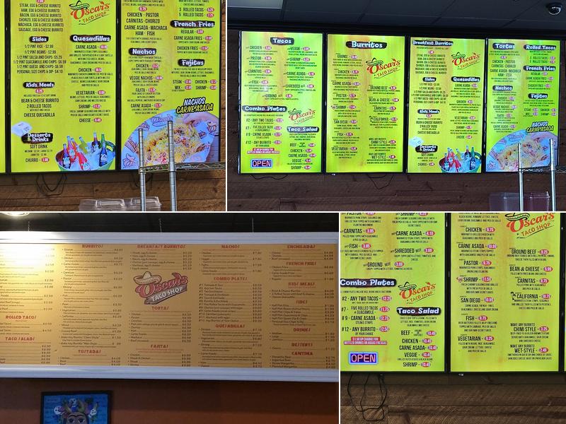 Oscar's Taco Shop Menu