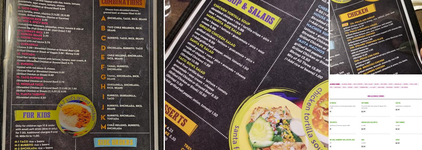 Margarita House Smyrna Menu