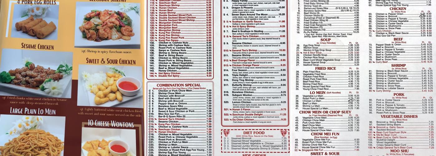 Fu Sing Menu