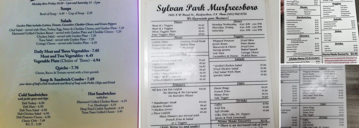 Sylvan Park Restaurant Menu