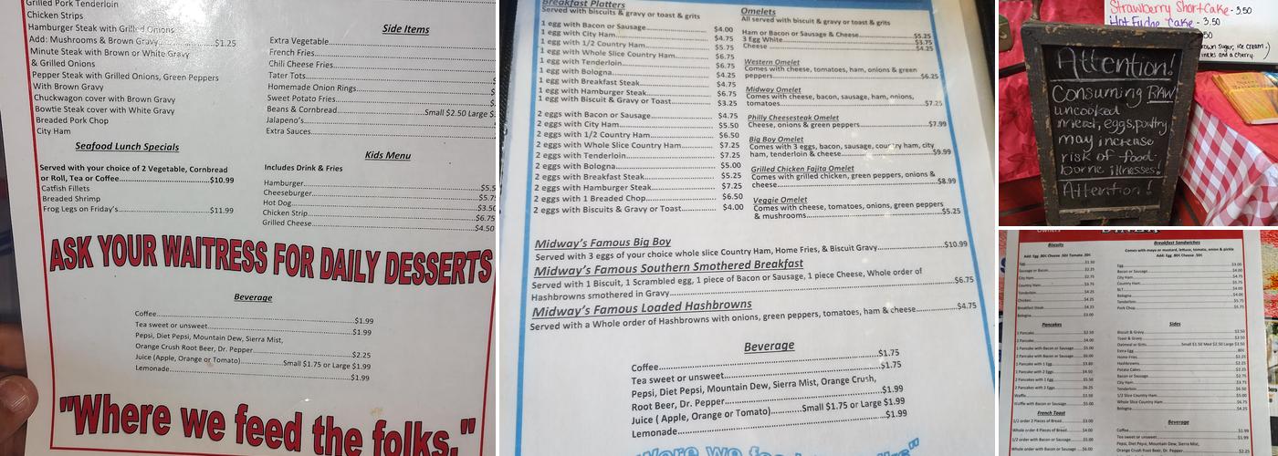 Midway Diner Menu