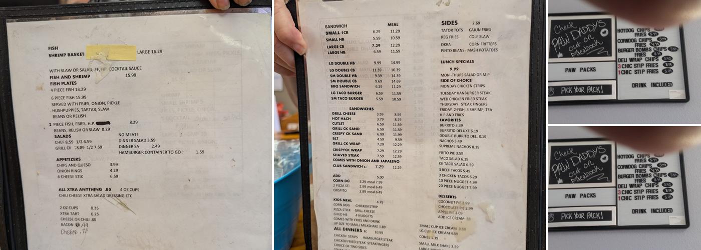 Allen's Burger Center Menu