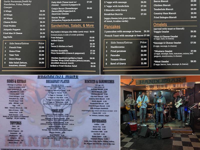 Big Daddy's Handlebars Menu