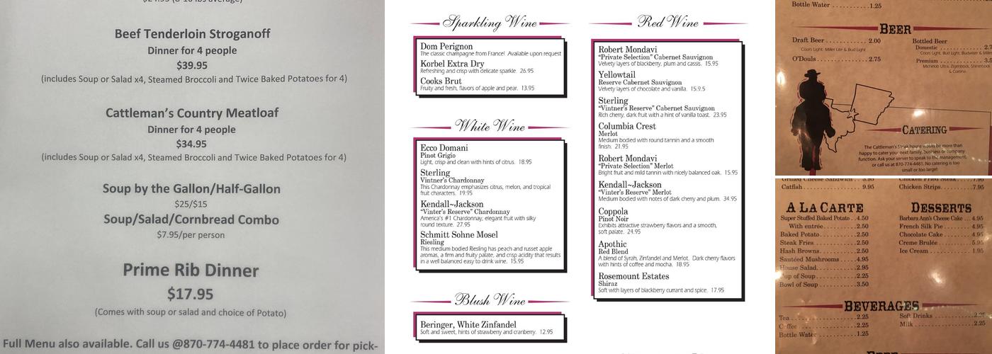 Cattleman's Steak House Menu