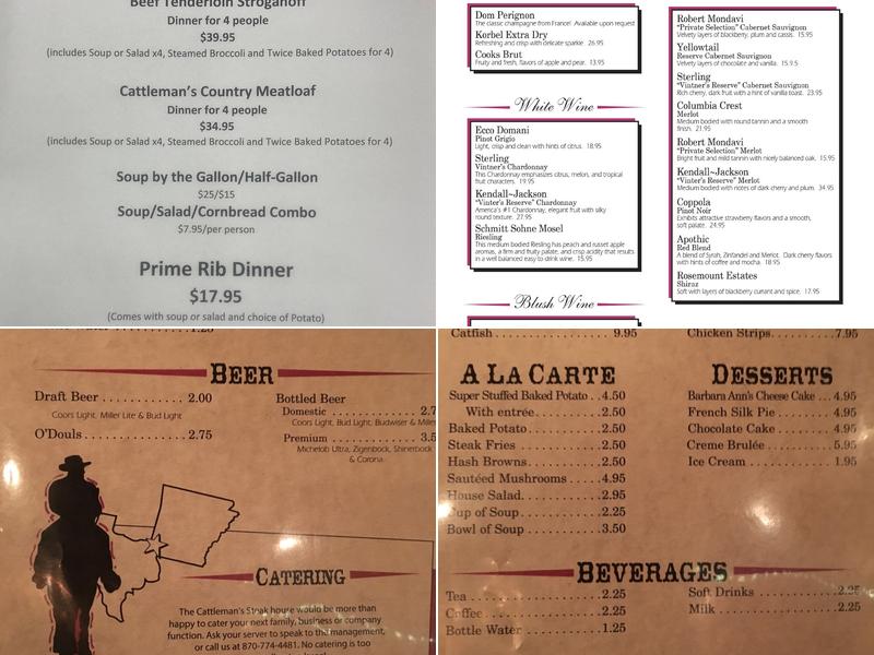Cattleman's Steak House Menu