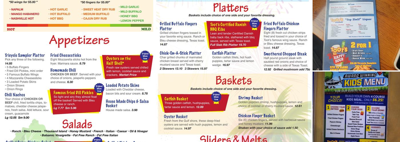 Toot's Broad Street Menu