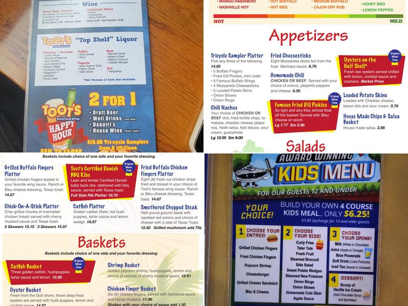 Toot's Broad Street Menu
