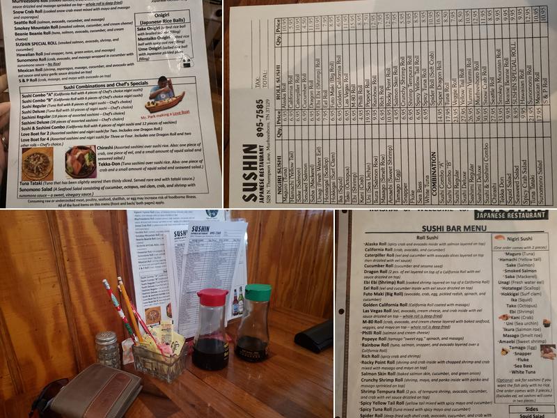 Sushin Menu
