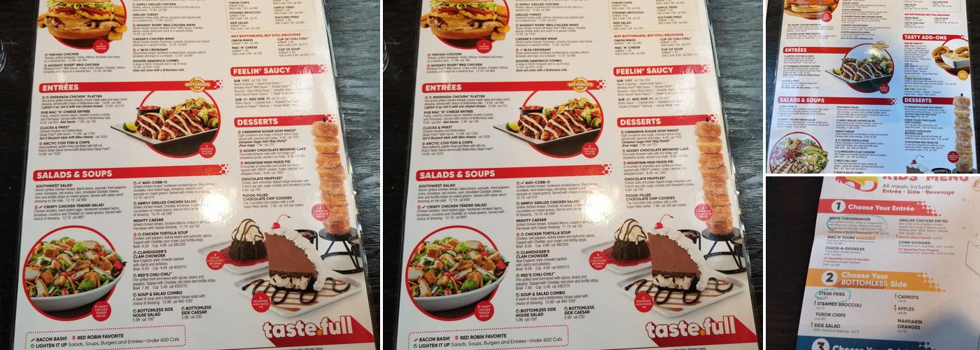 Red Robin Gourmet Burgers and Brews Menu