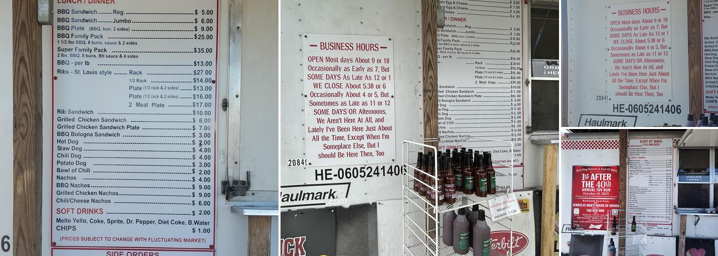 Exit 87 BBQ & Catering Menu