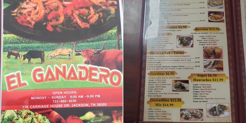 El Ganadero Menu
