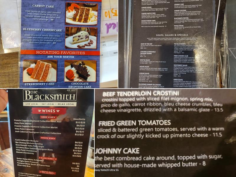 The Blacksmith Restaurant Menu
