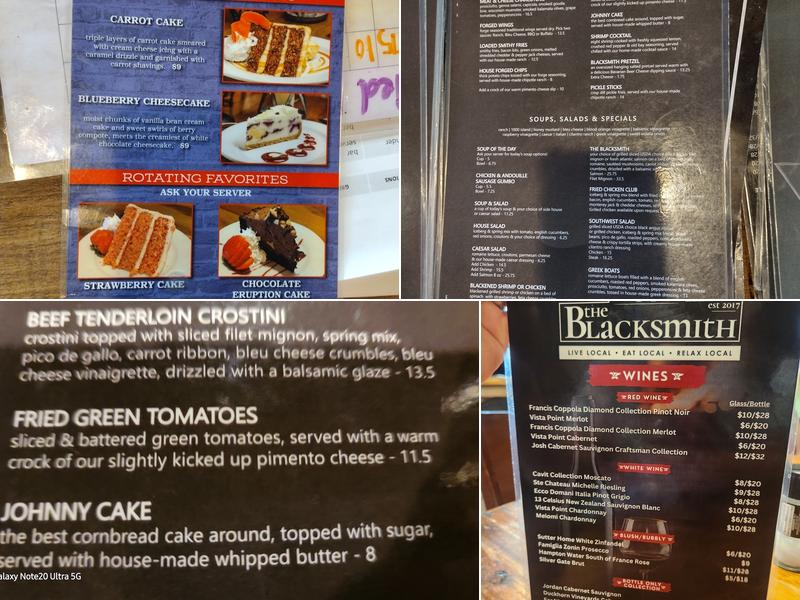 The Blacksmith Restaurant Menu
