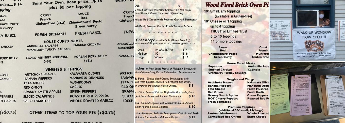 Scratch Brick Oven Menu