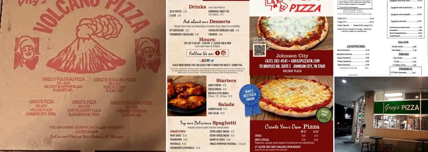 Greg's Pizza Menu