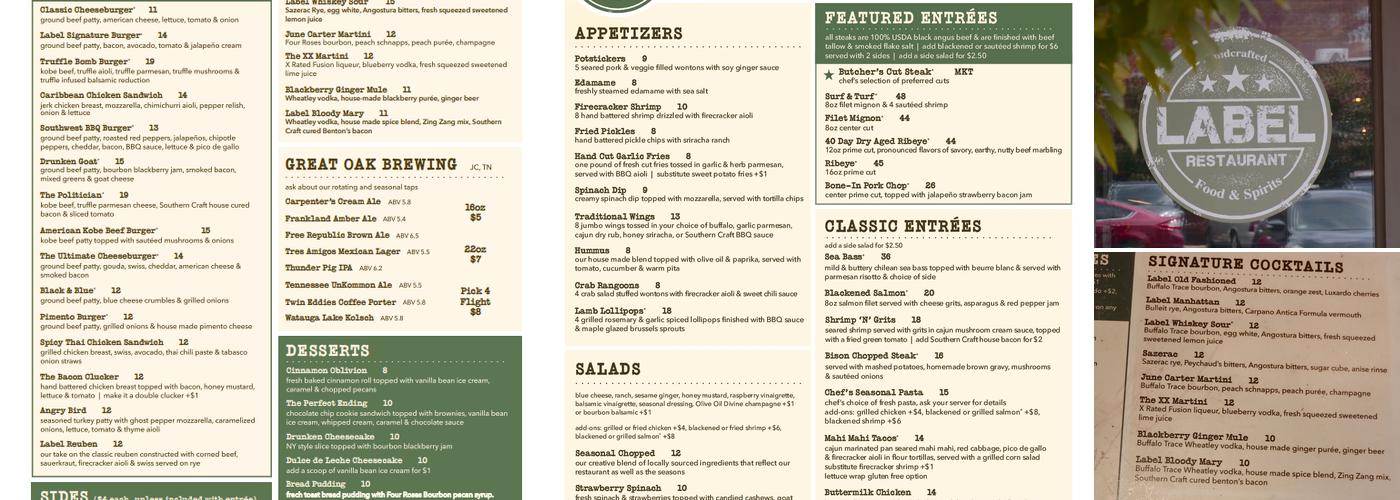 Label Restaurant Menu