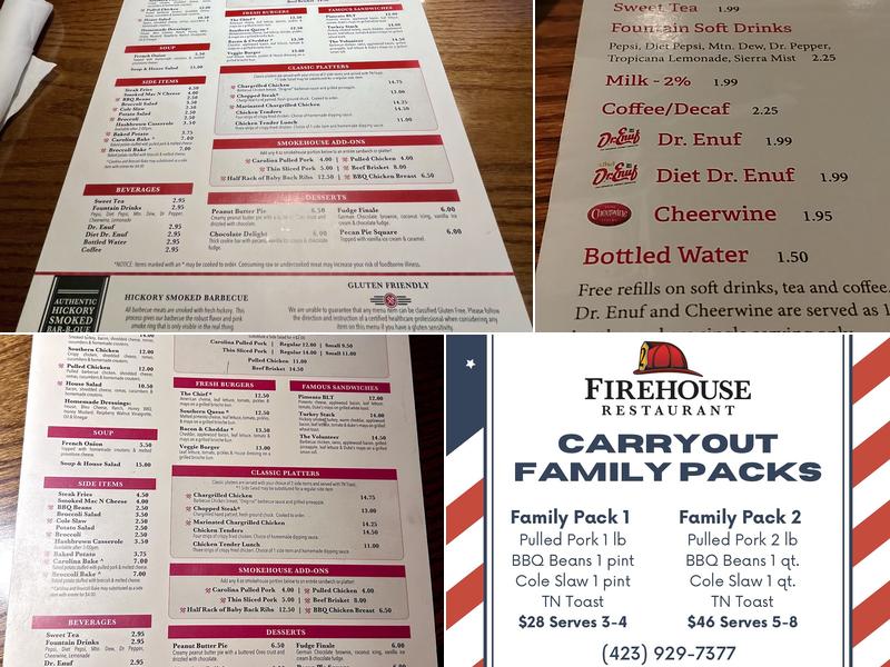 The Firehouse Menu