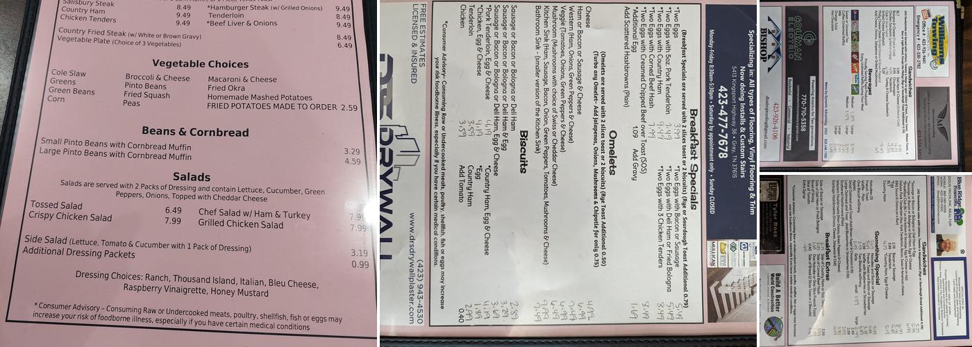Penny Man's Diner Menu