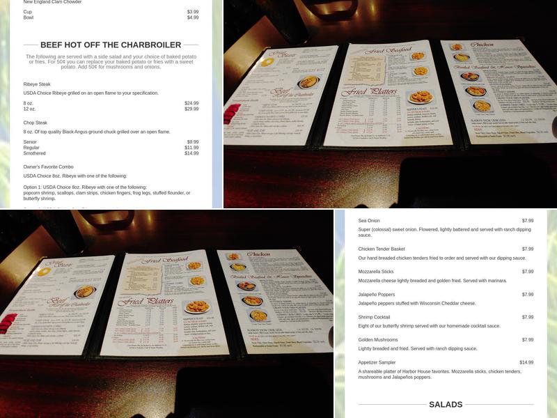 Harbor House Seafood and Steaks Menu