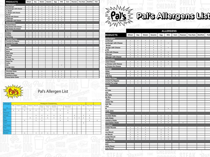 Pal's Sudden Service Menu