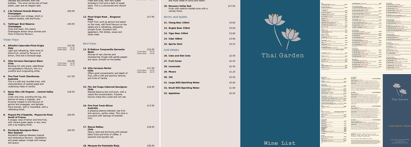 Thai Garden Hereford Menu