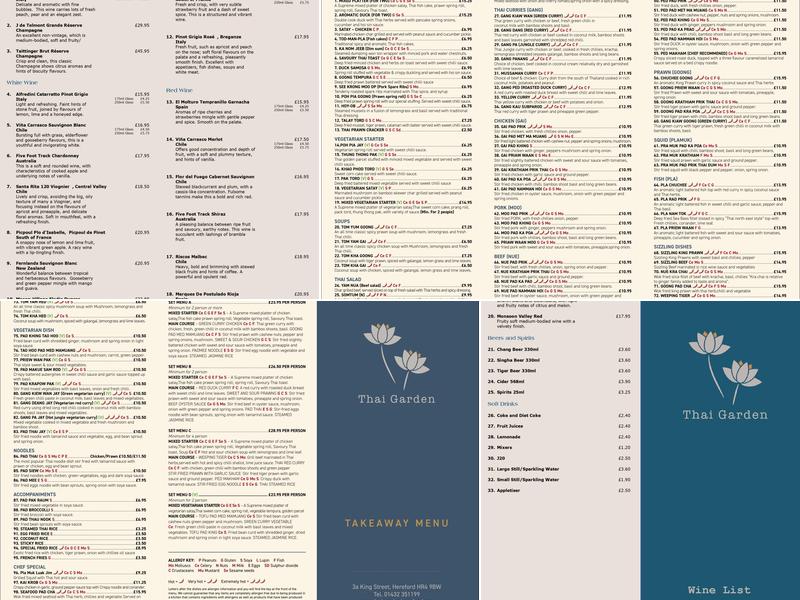 Thai Garden Hereford Menu