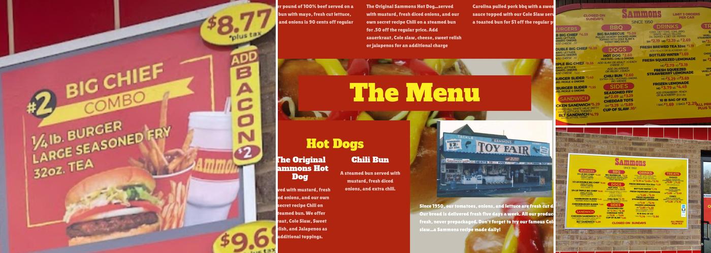 Sammons Hot Dogs Menu