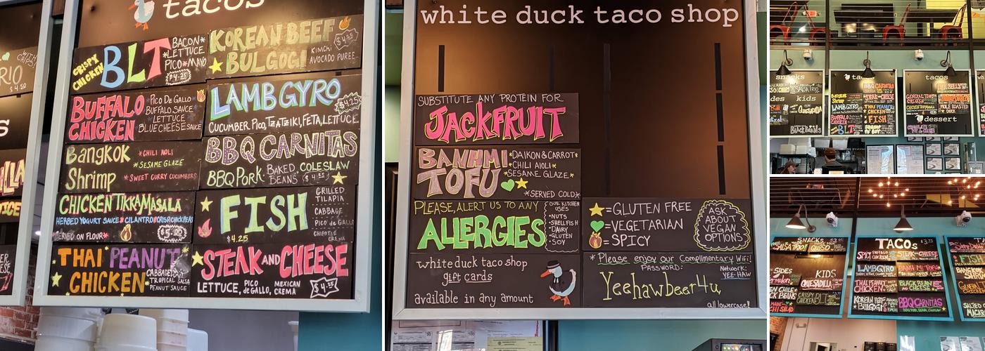 White Duck Taco Shop Menu