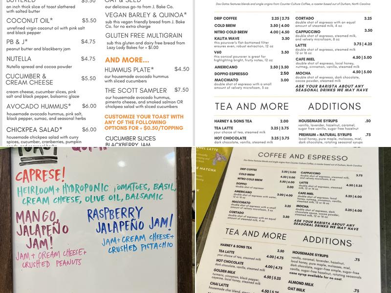 Dos Gatos Coffee Bar Menu