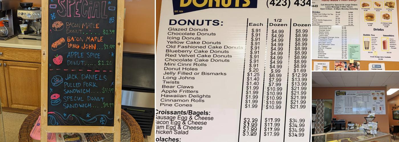 Daylight Donuts Menu