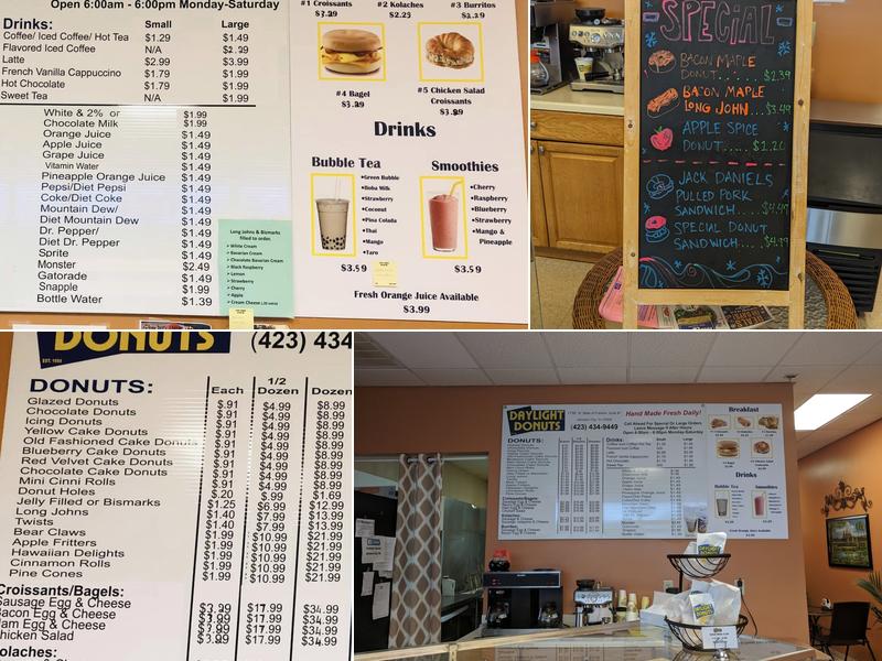 Daylight Donuts Menu