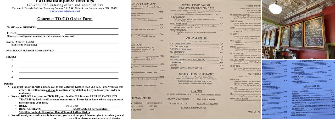 Main Street Cafe & Catering Menu